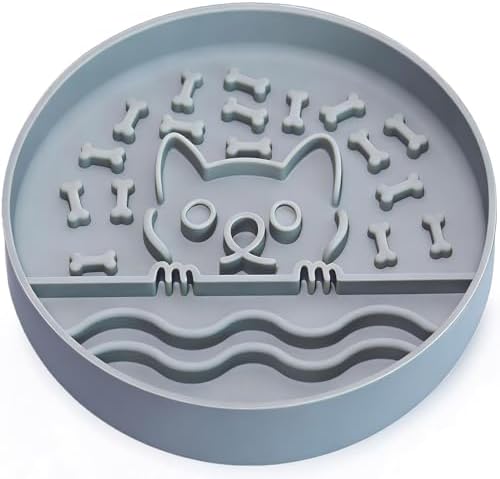 Slow Feeder Dog Bowl with Non-Slip Base, Silicone Puzzle Dog Food Bowl with Unique Design, Slow Feeding Bowl for All Types of Dogs Cats, Interactive Slow Eating, Anti-Choking, BPA-Free by GiftsforChildAdultandPet