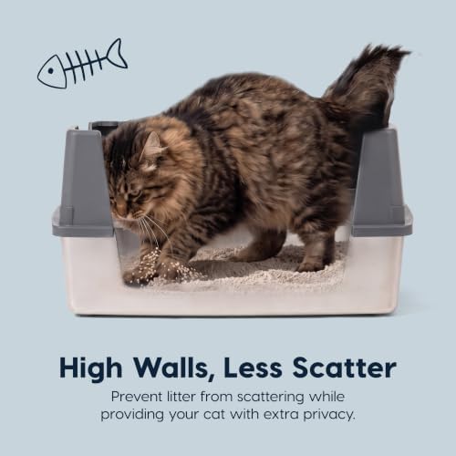 IRIS USA Stainless Steel Litter Box Enclosed High Sided for Cats - Image 3