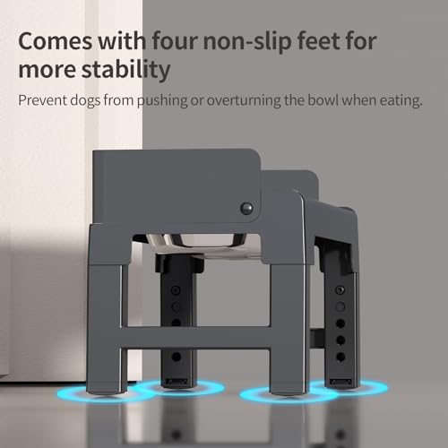 PAKEWAY Elevated Dog Bowls for Medium and Large Dogs, Spill Proof Tiltable Dog Feeder with 2 Stainless Steel Bowls, 6 Height Adjustable Raised Dog Bowl Stand - Image 2