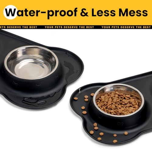Conlun Pet Feeding Station, Silicone Mat, Spill Proof Bowls, L, Black - Image 5