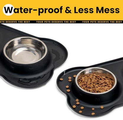 Conlun Pet Feeding Station, Silicone Mat, Spill Proof Bowls, L, Black - Image 5