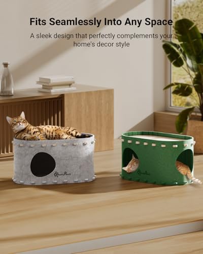 DownyPaws Cat House for Indoor Cats, Cube Castle Cat Bed Cave, Marble - Image 6