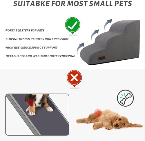 Aodisman Dog Stairs for Small Dogs and Cats,3-Step Pet Ramp for Bed & Couch - Image 4