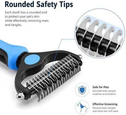 Dematting Comb for Dogs and Cats, Undercoat Rake for Dogs & Cats with Stainless Steel Teeth Deshedding Brush for Long and Thick Fur Pet, Removes Mats, Knots and Tangles in Pets - Image 3