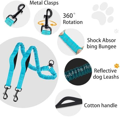 Double Dog Leash, 18~120 Lbs, No Tangle with Padded Handles, 360° Swivel - Image 6