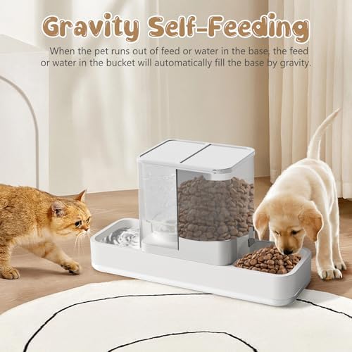 GearRoot Automatic Cat Feeder and Water Dispenser, 2 in 1 Gravity Pet Food Feeder and Water Dispenser Detachable Cat Food Dispenser for Small Dogs and Cats, White - Image 6