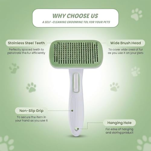 Self Cleaning Slicker Brush for Dogs & Cats, Deshedding Dog Brush - Image 6