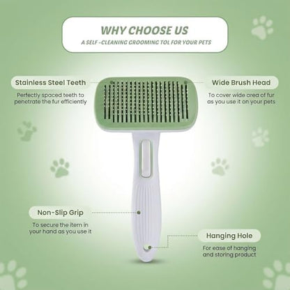 Self Cleaning Slicker Brush for Dogs & Cats, Deshedding Dog Brush - Image 6