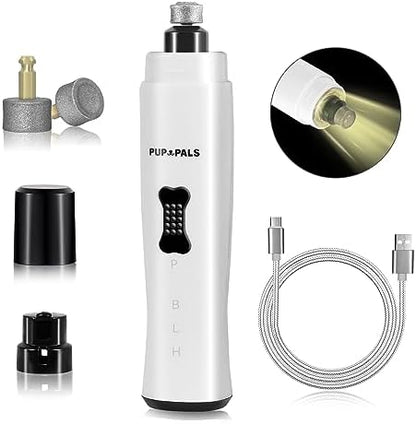 Upgrade Dog Nail Grinder with 5 LED Shadow Free Light, Dog Nail Trimmer Protect Pet Paws from Over Grinding with 2 Speed Super Power Motor, with one aditional Concave-Shaped Replacement Head by PUPPALS