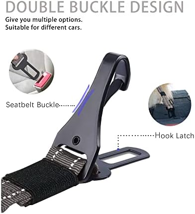 AUBELL Dog Seat Belt for Car,2 Pack Set 3-in-1 Dog Car Harness,Black+Grey - Image 3