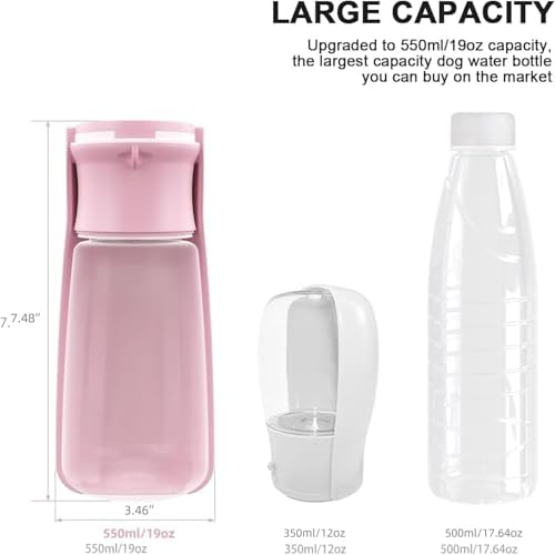 Portable Dog Small Animals Water Bottle for Walking 19 OZ or 12 OZ Pet Water Bottles for Puppy Medium Large Dogs Little Animals Water Dispenser Dog Small Animals Water Bowl - Image 5