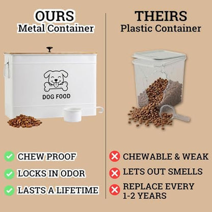 Metal Dog Food Container 15-20 lbs w/ Airtight Bamboo Lid, 70 Cup Capacity - Image 5