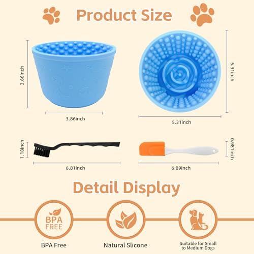 Dog Lick Bowl,Anxiety Relief Non-Slip Silicone Treat Bowl,Durable Anti-Choking Long-Lasting Enrichment Slow Feeder Licking Mat for Small Medium Large Breed,Freezable BPA Free Silicone Dishwasher Safe - Image 6