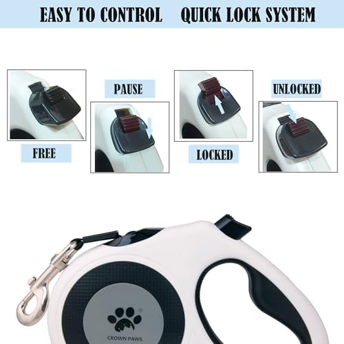 16 ft Retractable Dog Leash for Extra Large Dogs up to 130 lbs,Tangle-Free Nylon Tape,White Dan24 XL - Image 6