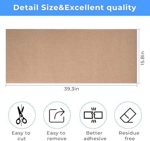 Cat Carpet remnants Cat Scratching Mat Trimmable Self-Adhesive Carpet DIY Climbing Scratcher Scratch Furniture Protector Covering Posts (39.3" x 15.8" Beige) - Image 2