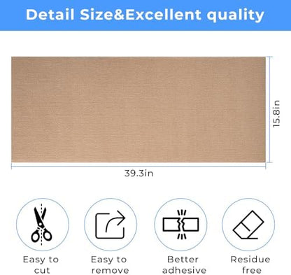 Cat Carpet remnants Cat Scratching Mat Trimmable Self-Adhesive Carpet DIY Climbing Scratcher Scratch Furniture Protector Covering Posts (39.3" x 15.8" Beige) - Image 2