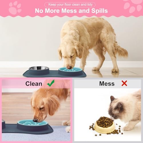 Slow Feeder Dog Bowls 3 in 1 Stainless Steel Food Water Bowl to Slow Eating - Image 6