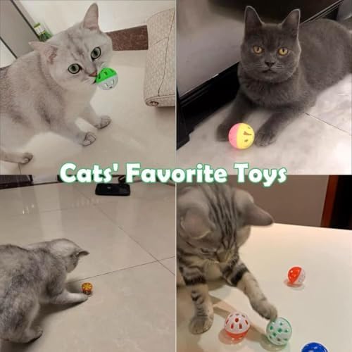 Cat Jingle Balls Toys 20Pcs 10 Styles 1.5" Plastic with Bells - Indoor Kitten Rattle Toy, Gift Box for Safe Play, Training & Interactive Fun - Image 7