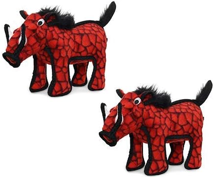 TUFFY - World's Tuffest Soft Dog Toy - Desert - Multiple Layers. Made Durable, Strong & Tough. Interactive Play (Tug, Toss & Fetch). Machine Washable & Floats (Red Warthog, Large 2 Pack)