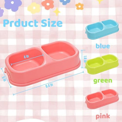 12 Pieces Plastic Double Cat Bowls, Dog Food Water Bowl Set - Image 2