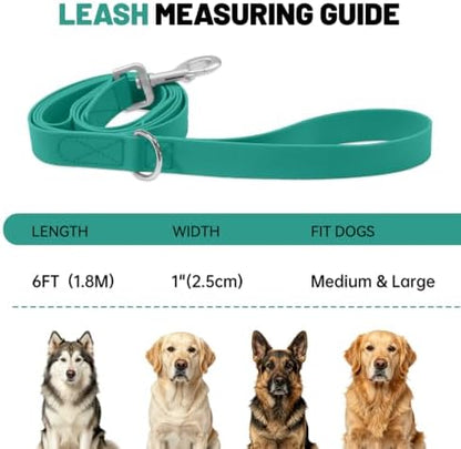 Waterproof Dog Leash with Double Handle, 6 FT Durable Odor-Proof Dog Leashes with Strong Aviation Aluminum Hooks Fits Small Medium or Large Dogs - Image 4