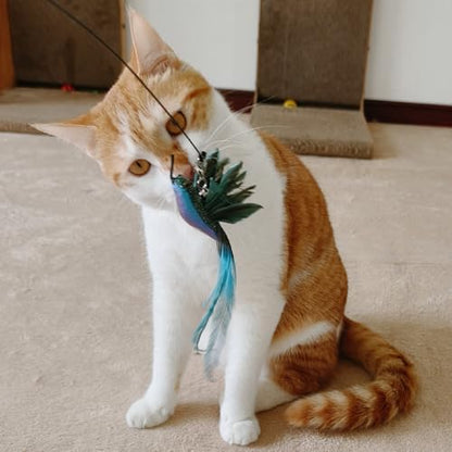 miwoowim 35" Steel Wire Cat Wand Toy & 6PCS Realistic Feather Bird Refills - Image 4