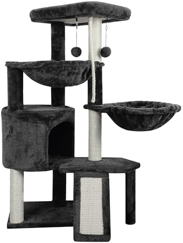 Xin Three Layer Cat Tree with Cat Condo and Two Hammocks,Darkgray … by Unknown