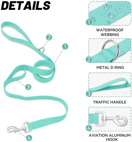 Waterproof Dog Leash with Double Handle, 6 FT Durable Odor-Proof Dog Leashes with Strong Aviation Aluminum Hooks Fits Small Medium or Large Dogs - Image 3