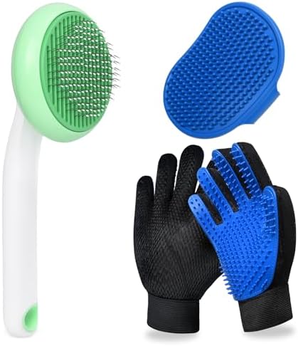 Cat Grooming Glove Brush, Self-Cleaning Slicker Pet Brush by GJease