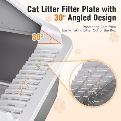 2PACK Stainless Steel Litter Box, XL Odor Free, Light Grey - Image 4