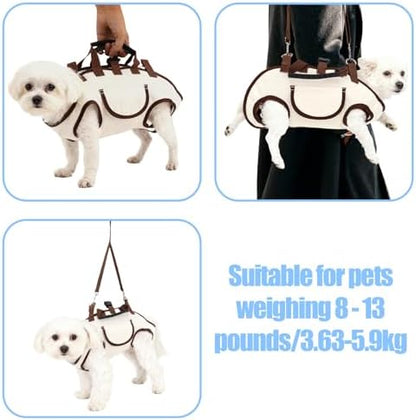 Snuggle Sling Dog Carrier, Adjustable Full Body Dog Lift Harness Hands-Free Shoulder Pet Carrier with Traction Leash Fit Most 8-13 lb/3.63-5.9 kg Portable Supply for Small Cat Pet - Image 2