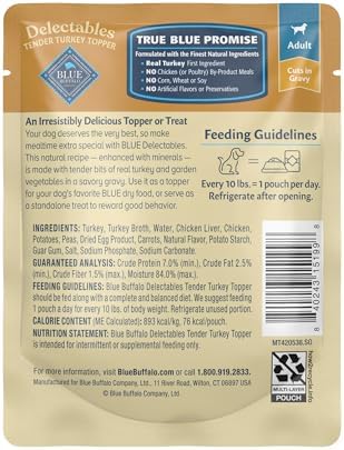 Blue Buffalo Delectables Turkey Dog Food Topper, 3 oz, 24 ct - Image 3