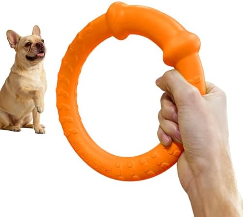 LaRoo Dog Chew Ring Toy for Small Dogs, Durable EVA Floating Puppy Teething Chew Toy, Interactive Tug of War Fetch Toy for Dental Cleaning & Outdoor Play (Orange) by LaRoo