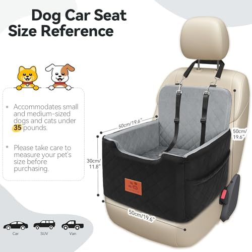 GL GLENSLAVE Dog Car Seat for Small/Medium Dogs Under 35 lbs (Balck/Grey) - Image 3