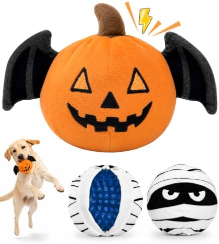 Swooflia Halloween Pumpkin Squeaky Plush Dog Toy, 2 in 1 by Swooflia