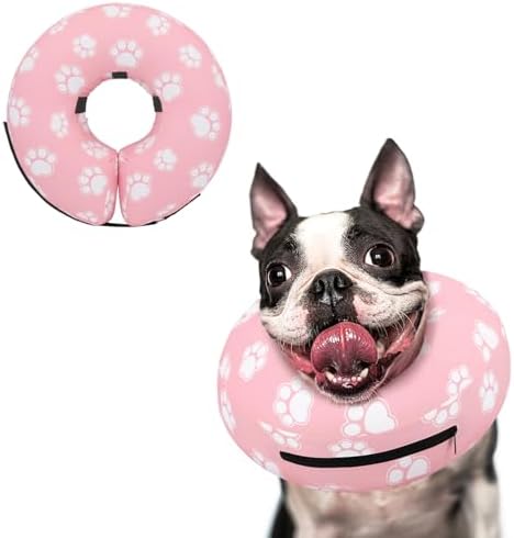 Supet Inflatable Dog Cone Collar for Large Medium Small Dogs, Soft Cone Collar for Dogs Cats, ECollar Doggie Neck Donut Dog Cone Alternative After Surgery by Supet