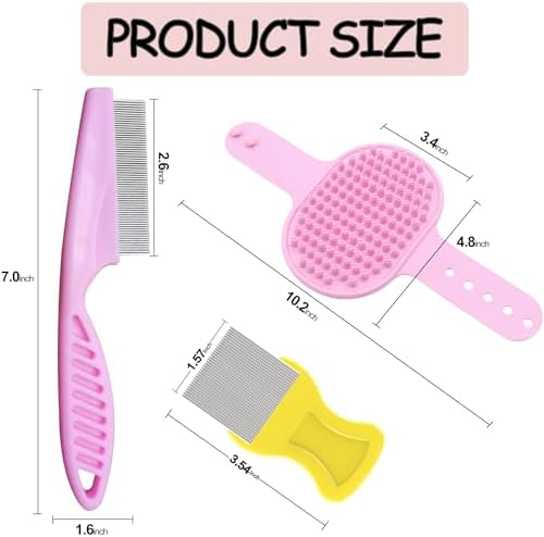 Pet Grooming Brush Kit, 4Pack Dog Bath Brushes Flea Comb Set for Cat - Image 2
