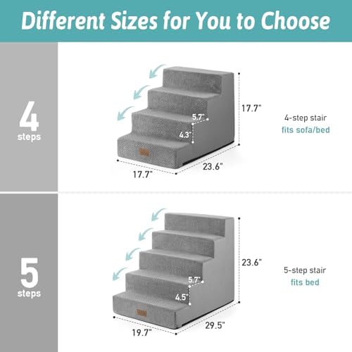 COZY KISS Dog Stairs for Small Dogs, 5 Step Pet Stairs for Beds & Couches - Image 3