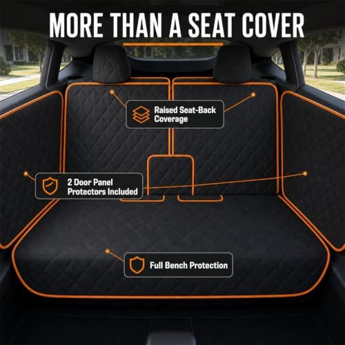 Back Seat Cover Compatible with Tesla Model Y, Custom-Fit Waterproof Bench Protector with 2 Door Covers, Nonslip Dog Seat Liner for Pets and Kids, No Chemical Odor, Black - Image 2