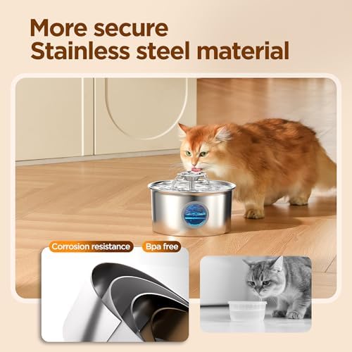 Stainless Steel Cat Water Fountain: 88oz/2.6L Pet Fountain for Drinking - Image 4