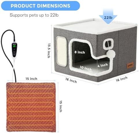 ZOMISIA Heated Cat House Bed for Indoor Cats, Cat Hideway Cube for Sleeping - Image 6