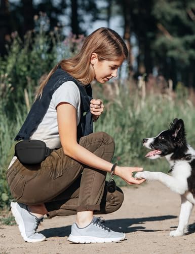 heouvo 1.67 Cup Magnetic Dog Treat Pouch with Training Clicker (Black) - Image 3