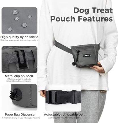 Dog Treat Pouch, Powerful Magnet Closure Device Dog Training Treat Bag Large Capacity Pet Treat Pouch with Poop Bag Dispenser Treat Bag for Dog Training with Metal Waistband Clip (Deep Gray) - Image 6