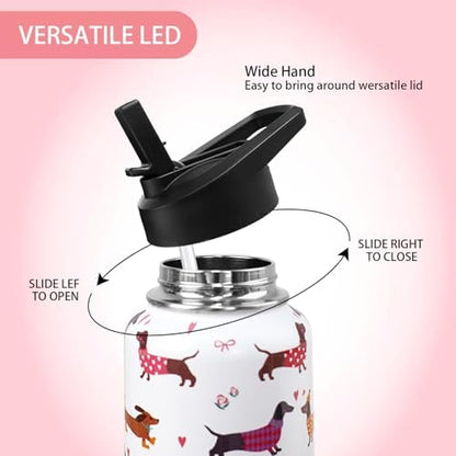 32oz Dachshund Insulated Stainless Steel Sports Water Bottle with Straw, Hiking, Cycling, Gym, Dog Gifts for Women - Image 3