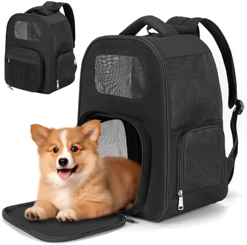 Pet Backpack Carrier for Small Dogs Cats, Airline Approved Travel Bag with Breathable Mesh, Lightweight Foldable Dog Carrier Backpack for Puppies & Kittens up to 15 lbs by Minsong
