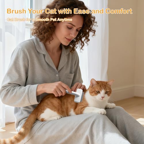Cat Brush cat grooming supplies Gently Removes Loose Undercoat Mats, Tangled Hair and Soothes Skin. Ideal for Long and Short Haired Pets. (White) - Image 6