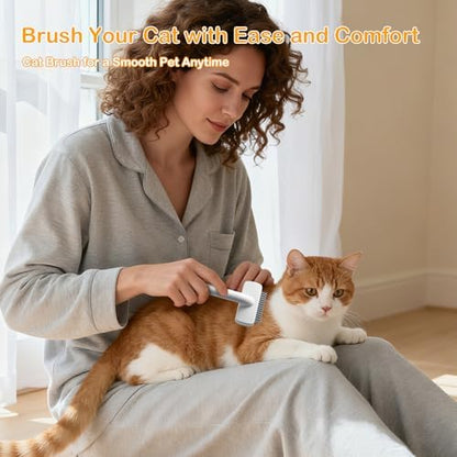 Cat Brush cat grooming supplies Gently Removes Loose Undercoat Mats, Tangled Hair and Soothes Skin. Ideal for Long and Short Haired Pets. (White) - Image 6
