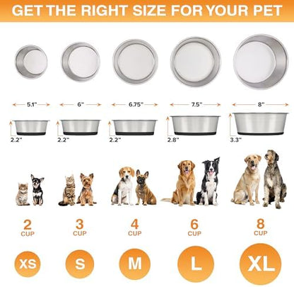 Neater Pet Brands Stainless Steel Dog Bowls with Non-Slip Rubber Bottom – 2 Cup (16 oz), Black - Set of 2 Heavy Duty Metal Dog Bowls, Dishwasher Safe, Food or Water Bowl, Ideal for Small Dogs & Cats - Image 6