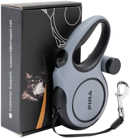 PINA Upgraded Retractable Dog Leash, 26 ft Dog Leash for Small Medium Large Dogs Up to 110lbs, Heavy Duty Reflective Nylon Tape 360° Tangle-Free, with Anti-Slip Handle, One-Handed Brake, Pause, Lock by PINA