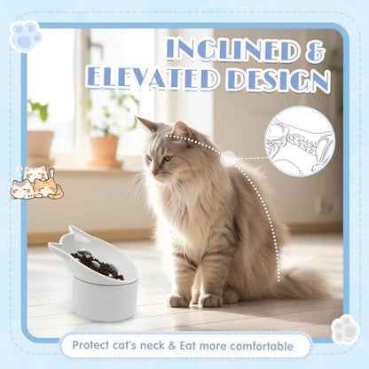 Funnymoom 2 Pack Silicone Cat Slow Feeder, Elevated Slow Feeder Cat Bowl for Dry and Wet Food, Tilted Design with Non Slip Base, Adjustable Angle for Pet(Gray and Blue) - Image 3